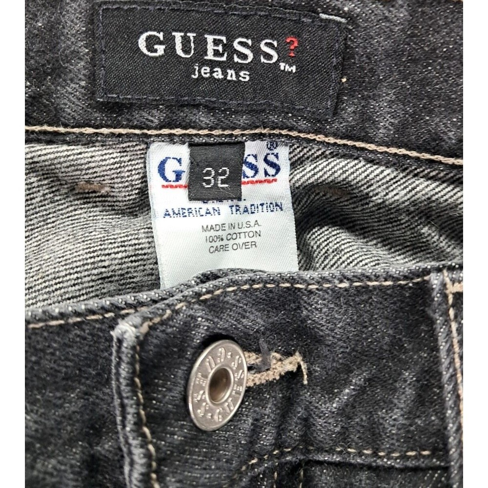 Guess Jeans Womens Sz 32 Black Straight Leg Denim Blue USA 100% Cotton - Picture 5 of 11
